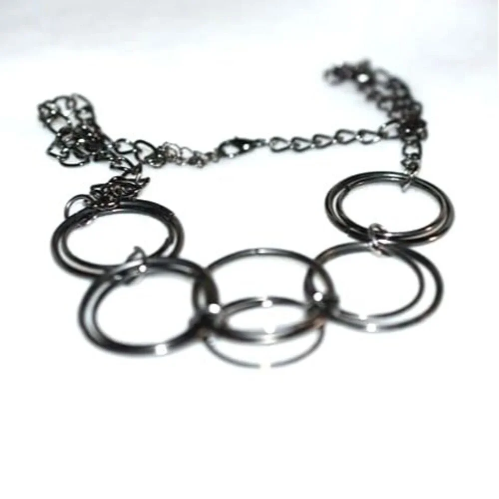 Trendy Black Metal Circle Orbit Bib Chic Statement Grunge 18